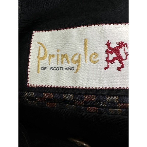 VTG Pringle of Scotland Mens Sport Coat Charcoal Windowpane Sport Jacket 38R - Picture 7 of 9